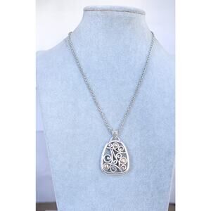 Brighton Adara Reversible Pendant Necklace Two Tone Silver Gold Retired